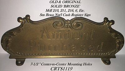 OLD / ORIG & RARE Small Brass National Mdl 6 Candy Store Cash Register Top Sign