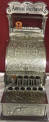 VERY RARE PRISTINE Sm Mdl. #5 National Nickel-Plated Candy Store Cash Register