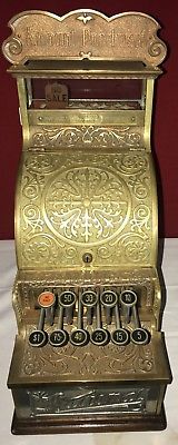 V RARE Old Mdl No. 12 - 524291 Scroll Nat'l Brass Candy Store Cash Register (B)