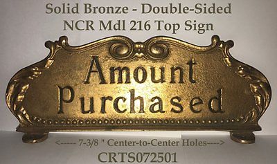 Small Red Brass ('Bronze') National Mdl 216 Candy Store Cash Register Top Sign