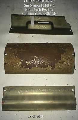 Old/Orig Detail-Adding Brass Nat'l Model 216 Center Counter Cover/Shields SET /3