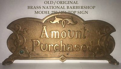 OLD / ORIG RARE Sm Nat'l Mdl 250 / 251 Barber Shop Cash Register Top Sign