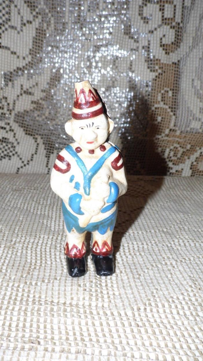 VINTAGE AC WILLIAMS CAST IRON SMALL CLOWN STILL BANK HANDPAINTED