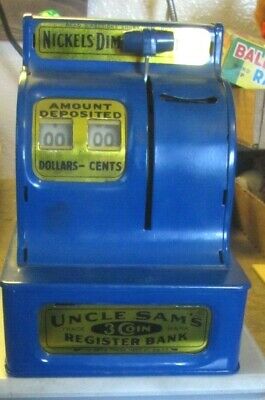 UNCLE SAM's 3 Coin (Nickles, Dimes & Quarters) REGISTER BANK. Made in Korea
