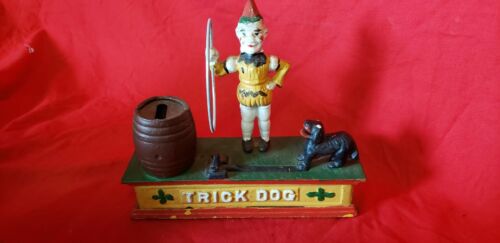 Trick Dog antique cast iron mechanical coin bank