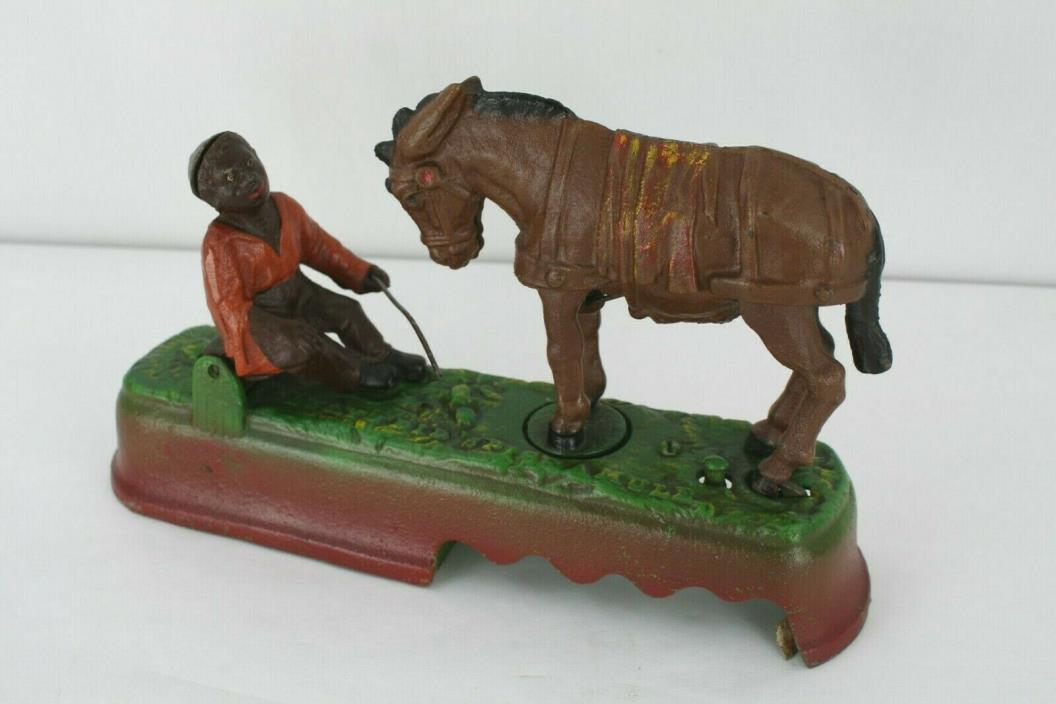 Vintage Antique Cast Iron Mechanical Bank - I Always Did 'Spise a Mule ~ Reprod.