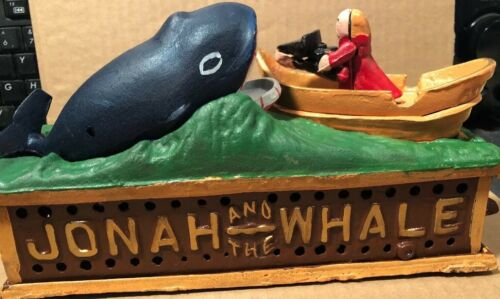 Reproduction Cast Iron Mechanical Bank:  Jonah and the Whale