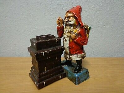 Vintage Santa Claus with Chimney cast iron Mechanical Savings Bank WORKING