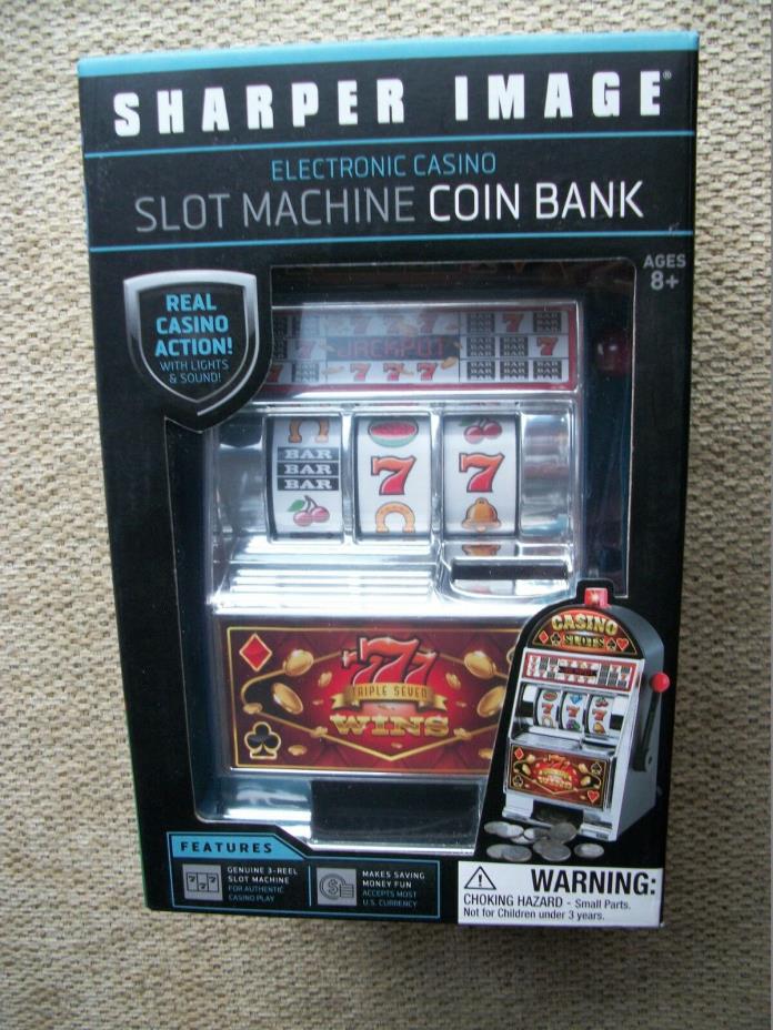 SHARPER IMAGE SLOT MACHINE COIN BANK ELECTRONIC CASINO
