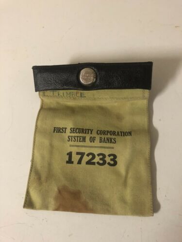 Vintage First Security Corporation Canvas Lockable Deposit Bag #17233