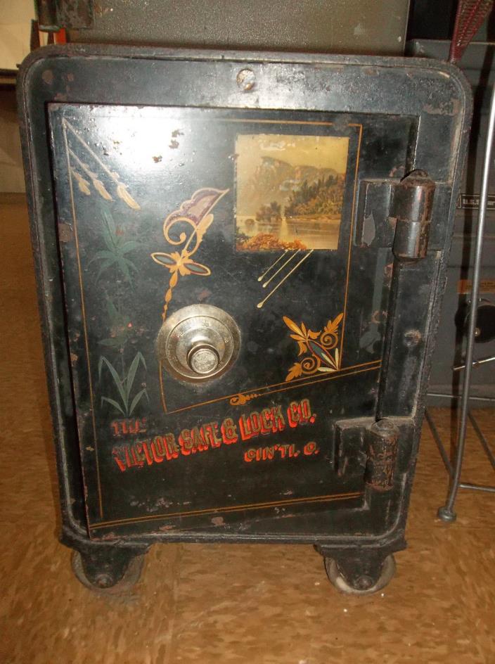 ANTIQUE 1880'S VICTOR SAFE AND LOCK CO SMALL FLOOR SAFE