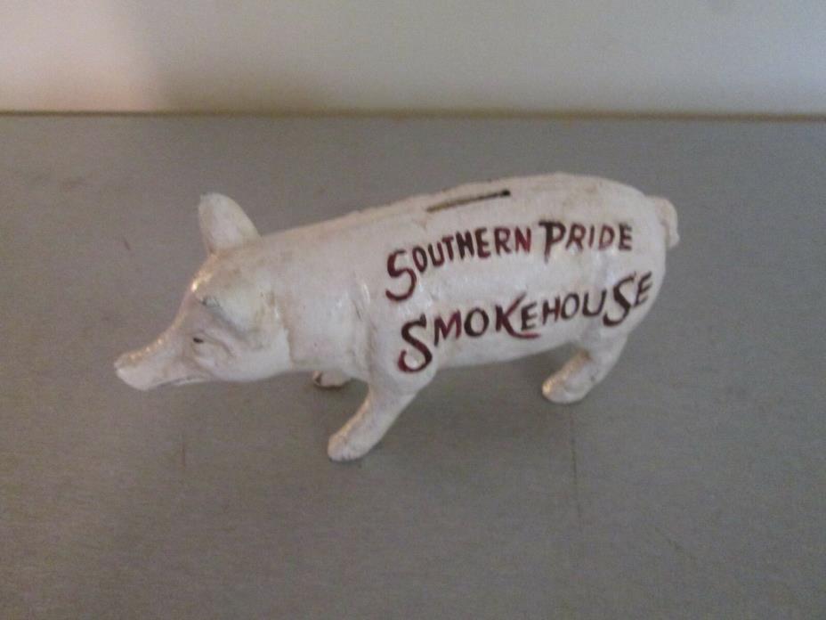 Vintage Southern Pride Smokehouse Cast Iron Pig Bank 8x3.5