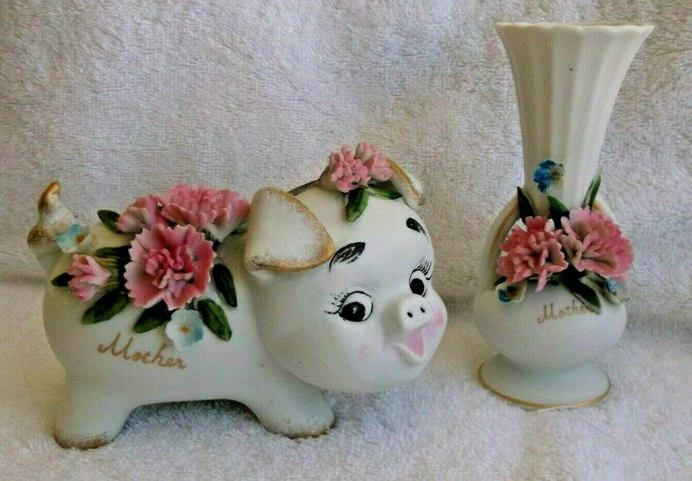 Vintage 'Mother' Mini Vase and Piggy Bank - Numbered - Made in Japan
