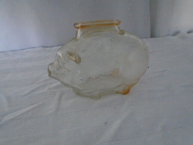 Vintage Anchor Hocking Small Carnival Glass Pig Piggy Bank 4.5