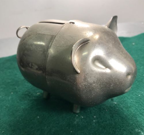 REILLY’S ROCKS: Vintage Estate Sale Silver Plated Piggy Bank