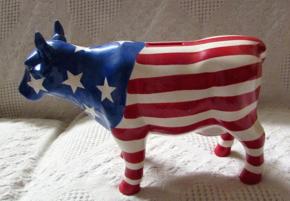 Painted Art Ceramic Cow Coin Bank Piggy Bank 11