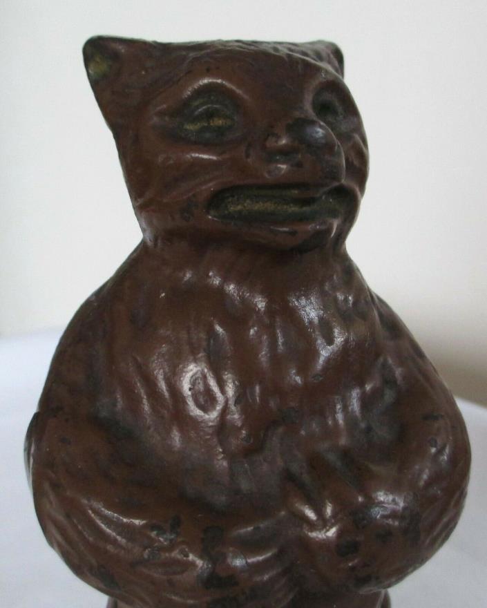Antique 1900's A.C Williams Cast iron Metal Standing Bear Bank Orig Brown Paint