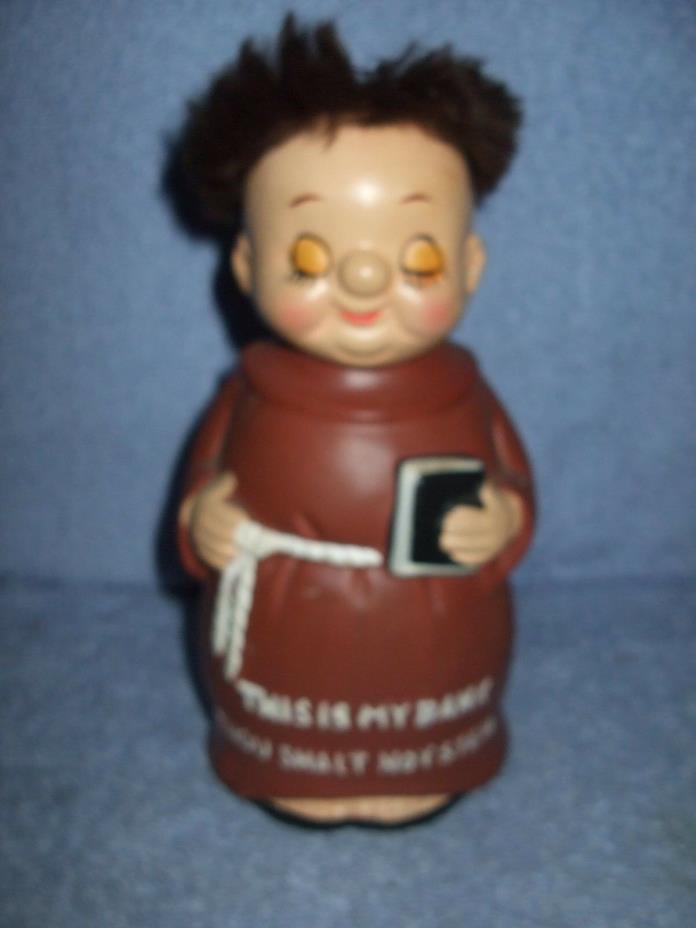 This Is My Bank,Thou Shalt Not Steal. Vintage Monk Bank. Bisque/Ceramic. 1960's?