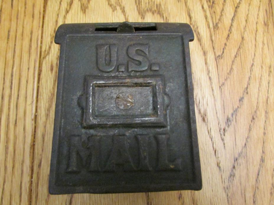 Vintage U.S. MAIL LIFT UP Cast Iron Original Green Mail Box Coin Bank Letter Box