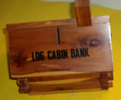 Nice Log Cabin Wooden Bank Bank – Great Decorating Item! Nice See!