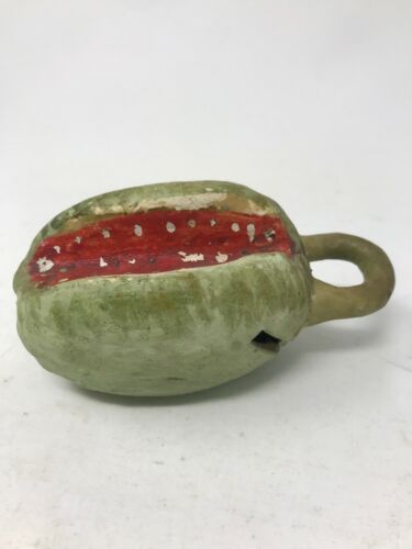 Early Vintage Folk Art Pottery Clay Watermelon Piggy Bank