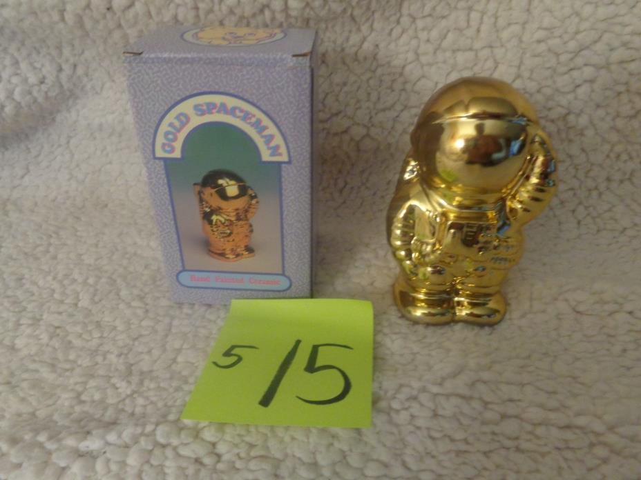 Gold Color Spaceman - Handpainted Ceramic Coin Bank 1990,piggy bank,teddy bear,