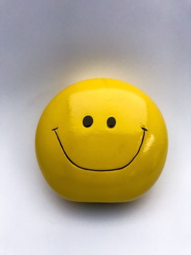 Regal Ceramic Smiley Face Coin Bank Yellow NEW in Box Happy Smile