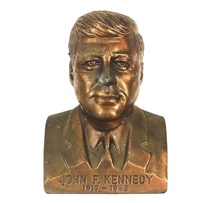 Vintage John F. Kennedy Die Cast Metal Advertising Coin Bank Bay State Federal