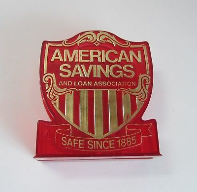Vintage Red Plastic American Savings and Loan Association Coin Piggy Bank