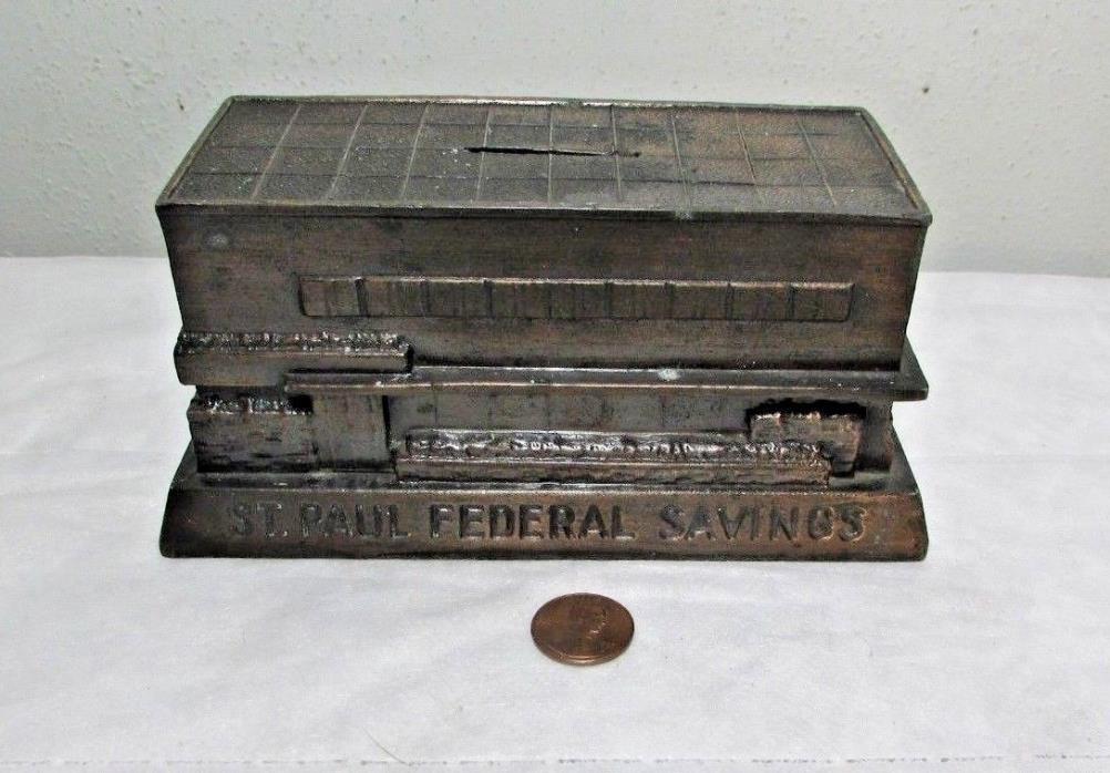 VINTAGE Banthrico Metal Promo Bank ST. PAUL FEDERAL SAVINGS Building CHICAGO ILL