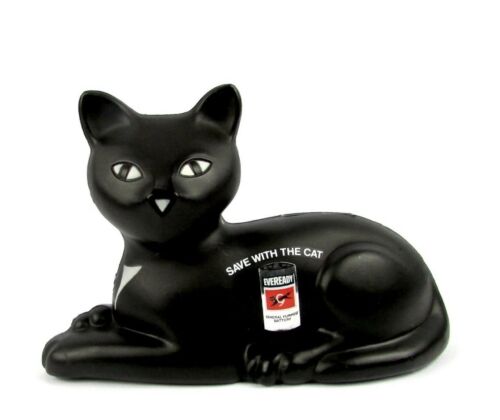 1981 Eveready Battery Black Cat Advertising Plastic Coin Bank