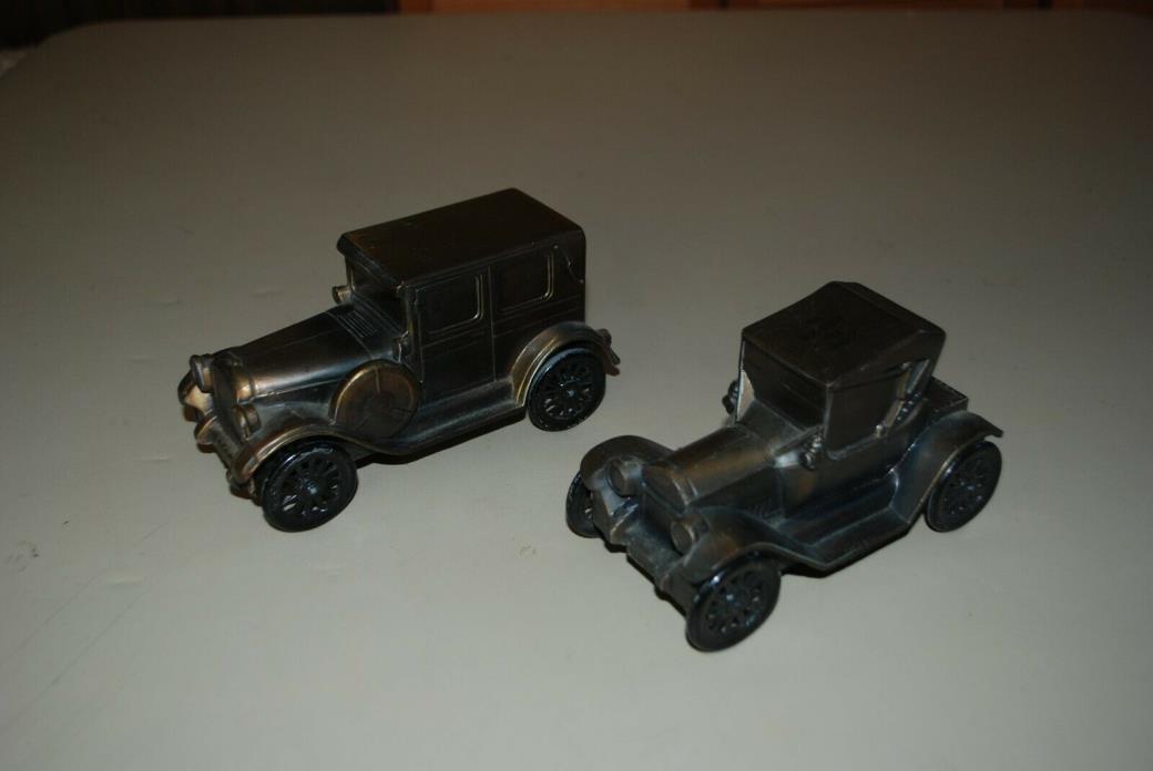 Two Vintage Metal Car Banks, 1915 Chevrolet and 1924 Chrysler