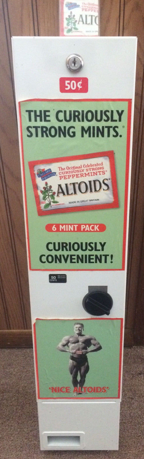 Vintage Altoids Mints Candy Vending Machine 50c coin operated No key Man Cave