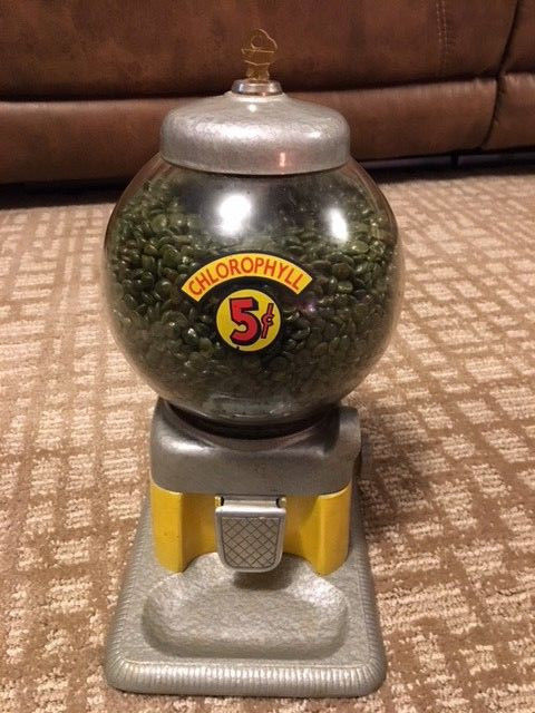 Chlorophyll gumball machine tabletop 1953 gum candy old rare antique vending