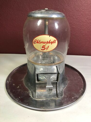 5 Cent Abbey Mfg. Co gumball vending Chlorophyll Vintage Dietz Glass