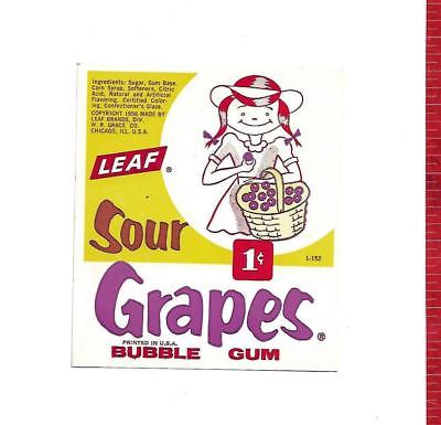 Vintage vending machine display 1c LEAF Sour Grapes gum card FREE SHIPPING
