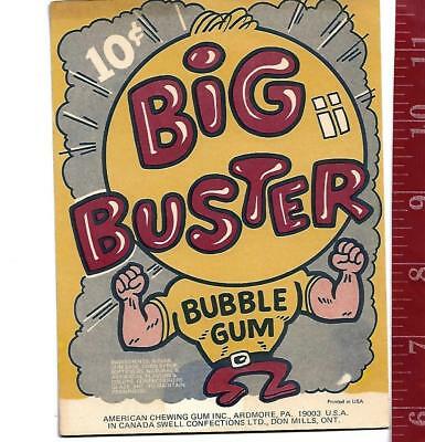 Vintage vending machine display 10c Big Buster bubble gum card FREE SHIPPING