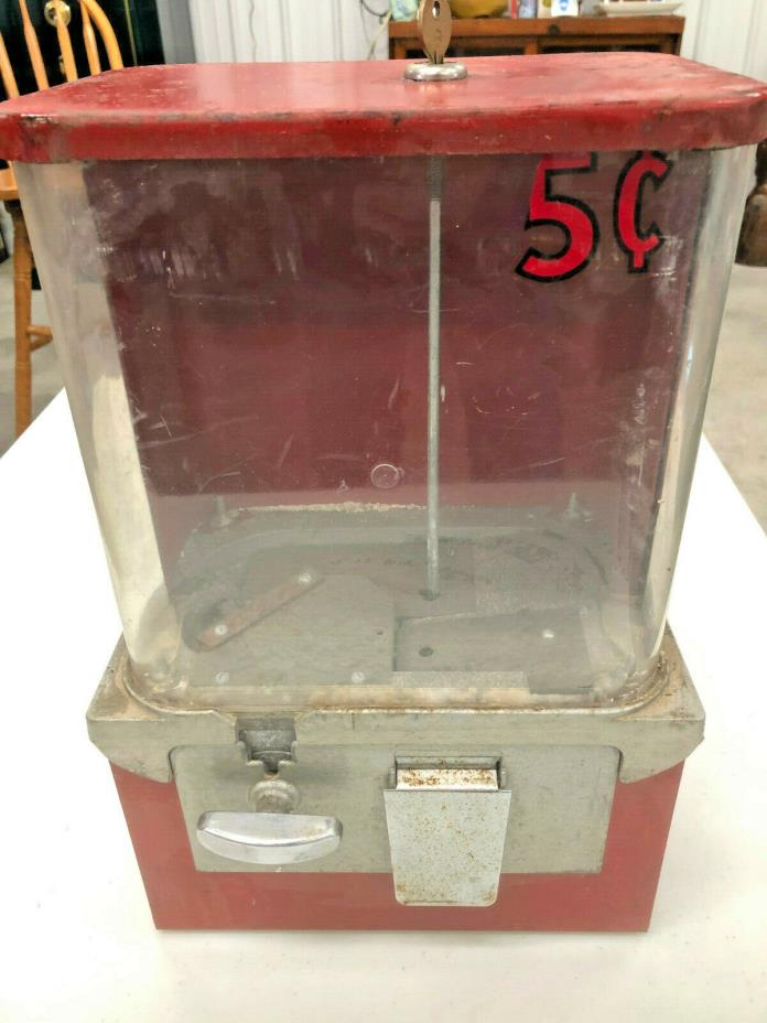 BS4 Vintage Gumball candy 5 cent table top vending dispenser hand crank machine