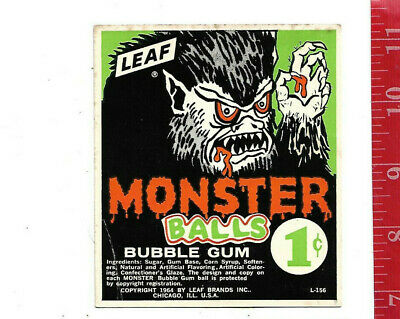 Vintage vending machine display 1c Monster Balls bubble gum card