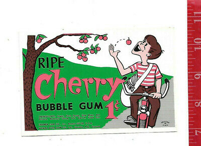 Vintage vending machine display 1c Ripe Cherry bubble gum card