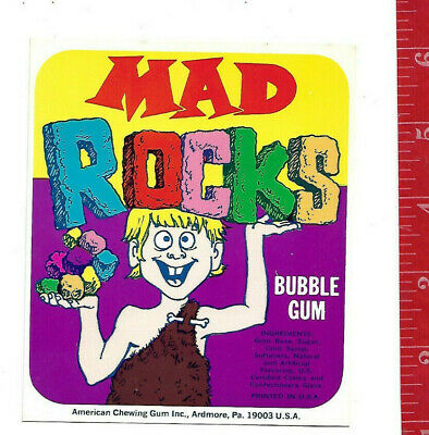 Vintage vending machine display Mad Rocks bubble gum card