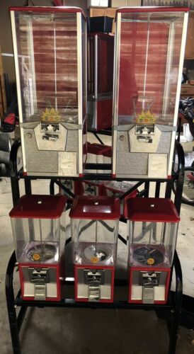 2 Northwestern  5 Unit Candy and Capsule VENDING MACHINES on racks