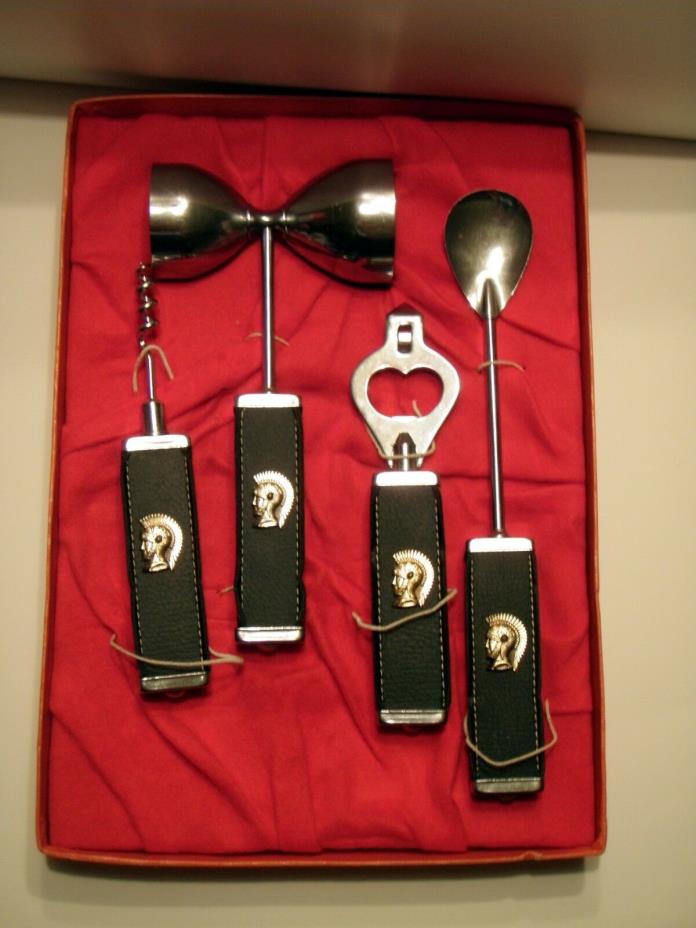 New Roman Black Leather Barware Tools Made in Japan Bar Sets