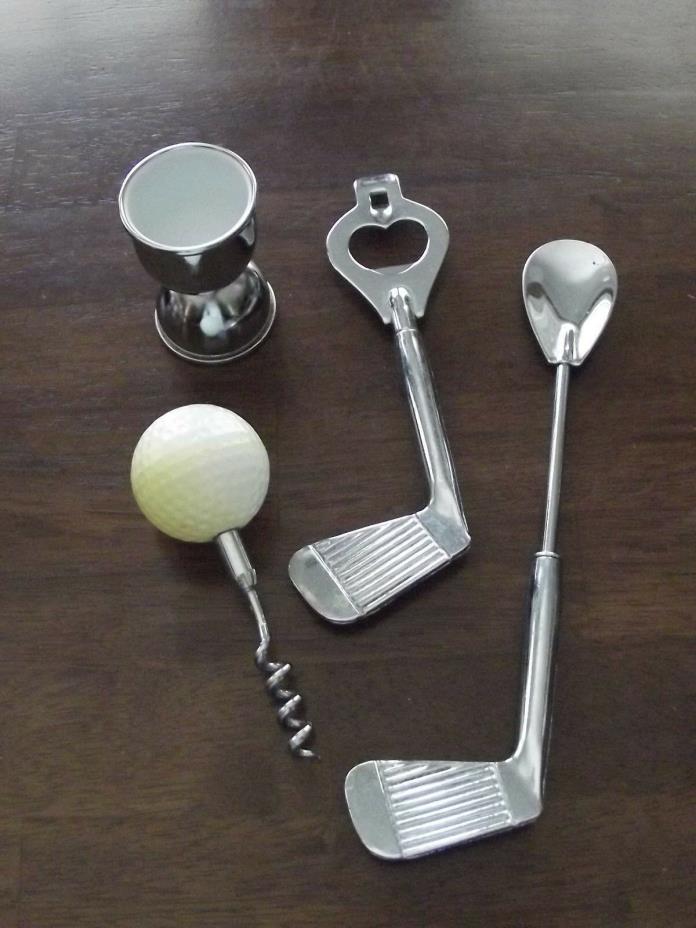 Golf Club Ball Bottle Opener & Corkscrew Set Bar Tools