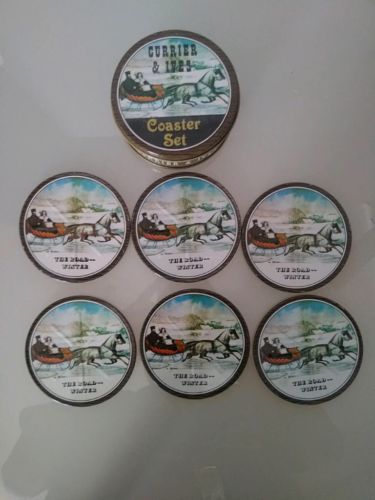 (5920) Currier & Ives Coaster Tin (6 Coasters)