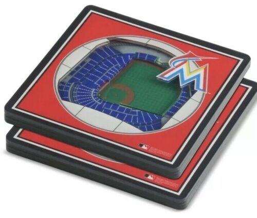 Miami Marlins 3D Drink Coasters / Set of 2...NEW!!!