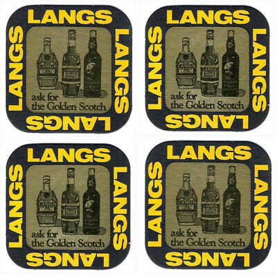4 pcs Vintage LANGS ask for GOLDEN SCOTCH Heavy Paper Drink Coasters - UNUSED