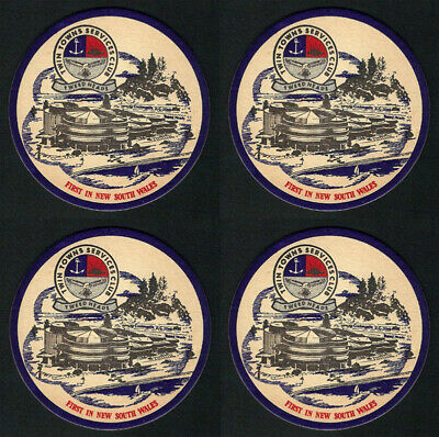 4 pcs Vintage TWIN TOWNS SERVICES CLUB Heavy Paper Drink Coasters - UNUSED
