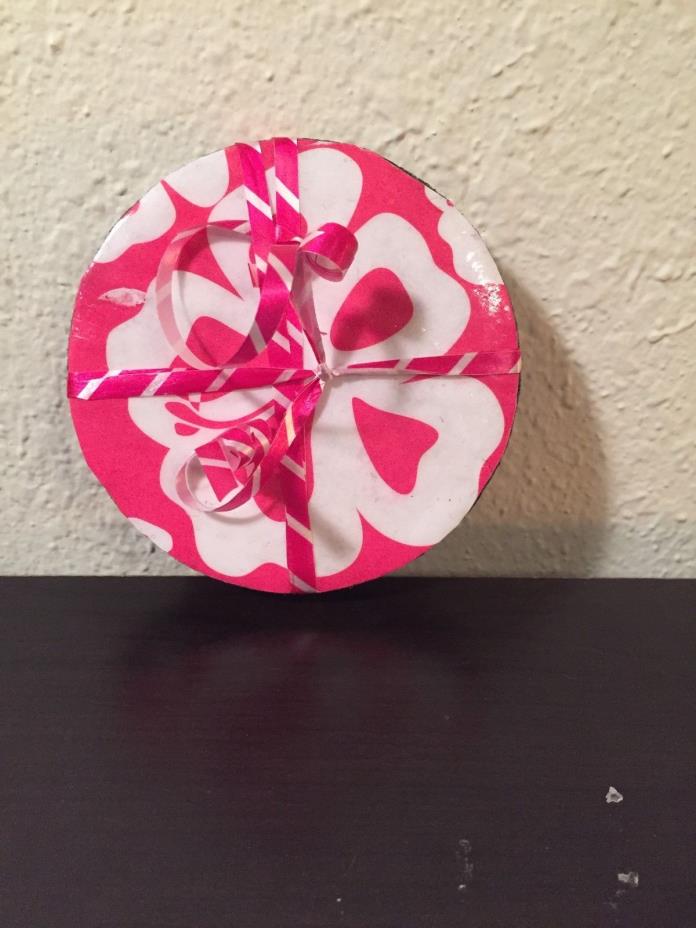 Pink and White Flowered Cork Board Coasters