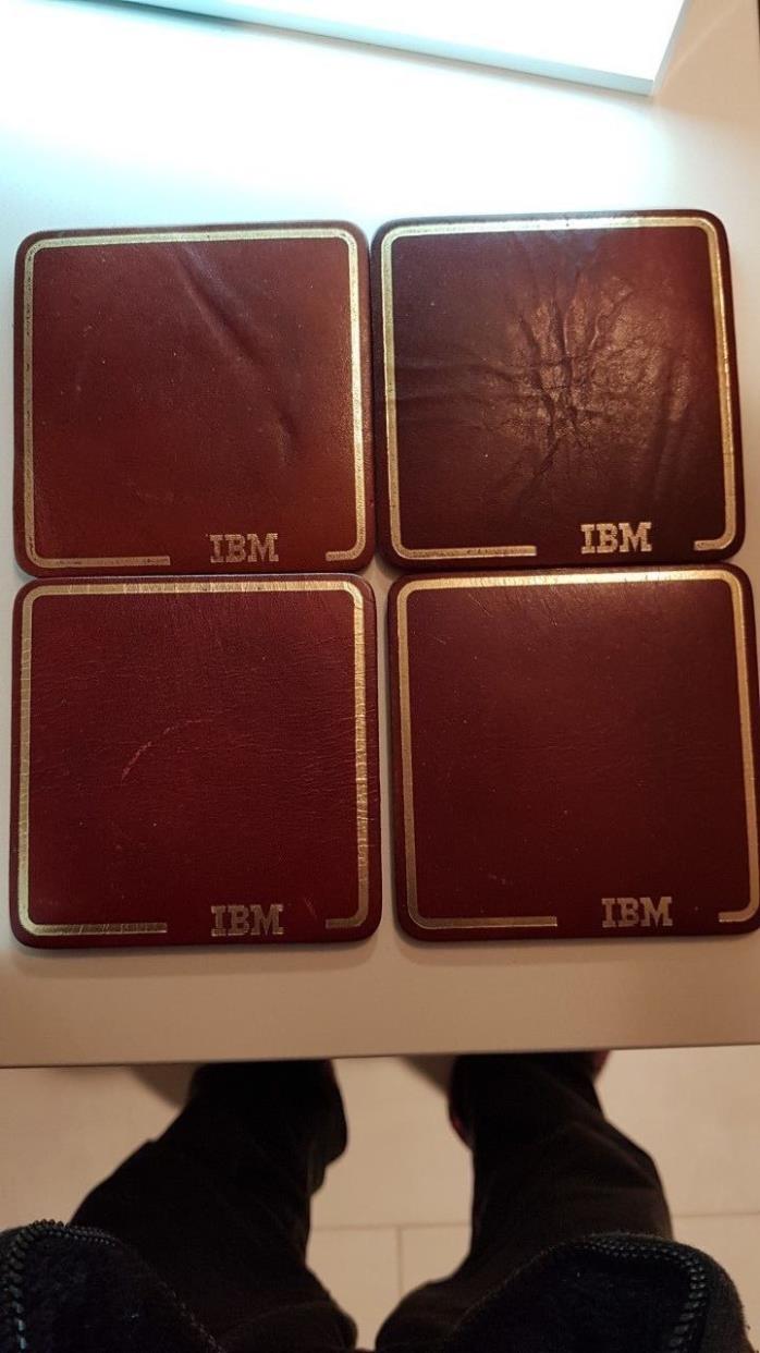 Rare Vtg IBM Computer Software Engineer Employee Award 4 Drink Cork Coaster Set